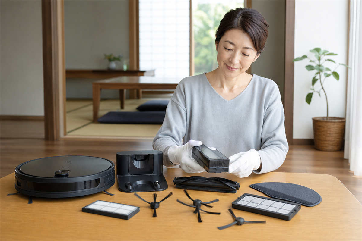 本体と付属品を並べて査定写真を撮る様子