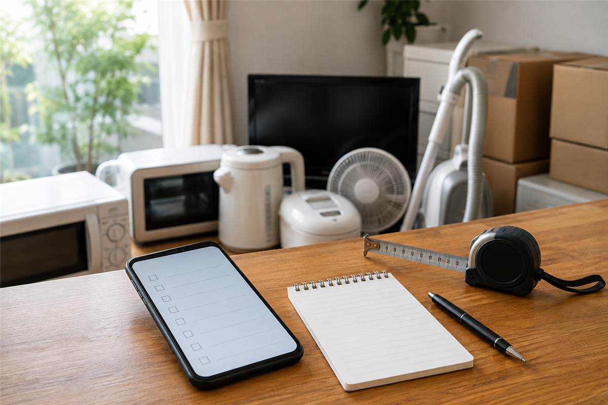 不用品回収の見積り条件を整理するスマートフォンとメモ