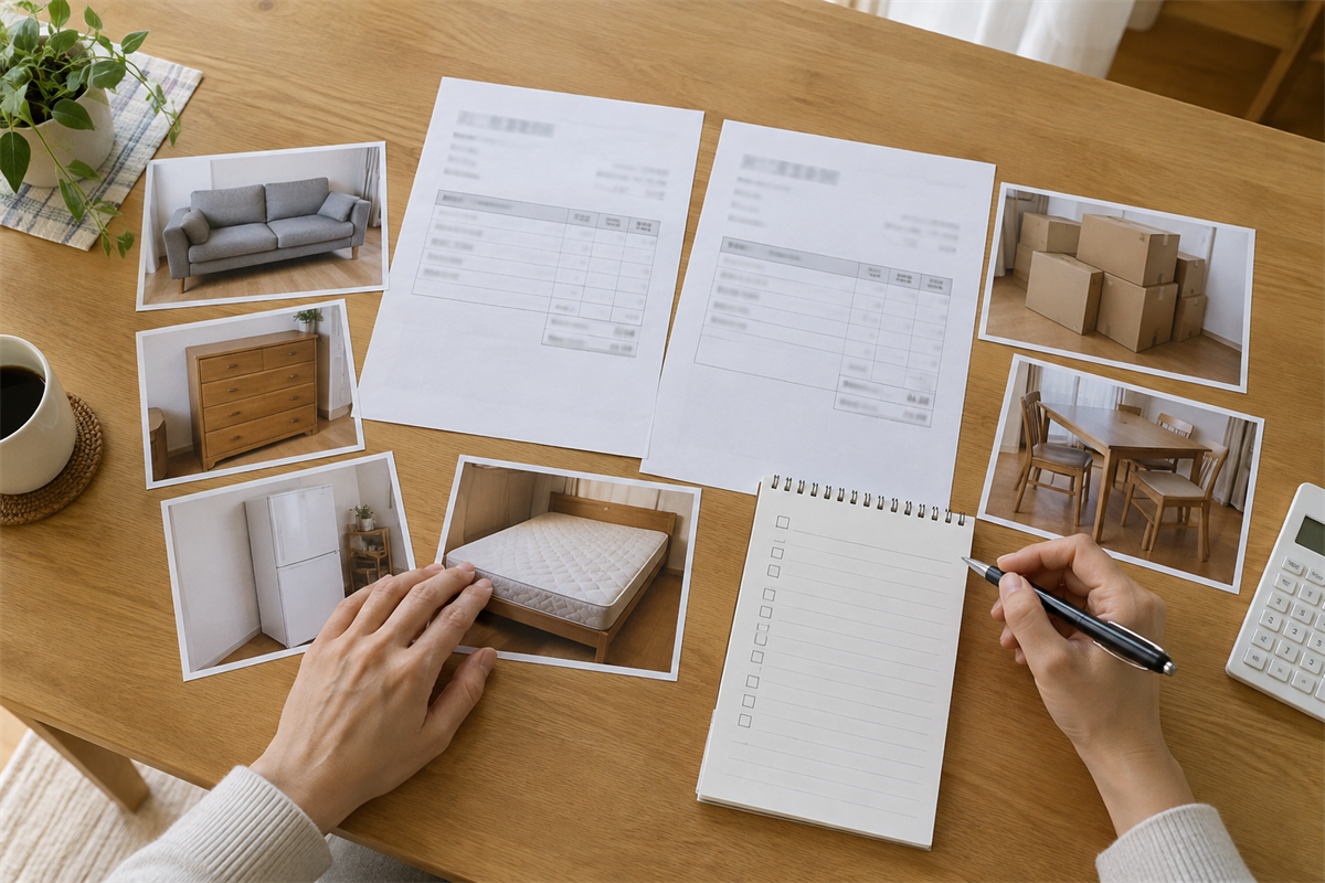 不用品回収の契約前チェック項目を整理する手元